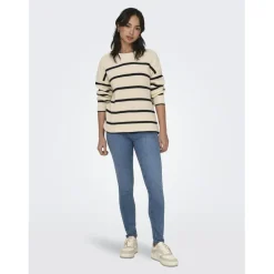 Onlpernille Ls Stripe O-Neck Knt Noos violet en coton Dina