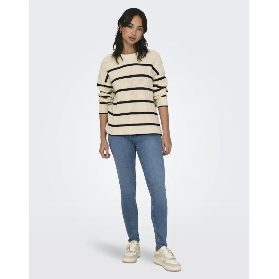 Onlpernille Ls Stripe O-Neck Knt Noos violet en coton Dina