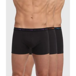 Pack de 3 boxers homme ceinture élastique violet/orange/bleu noir en coton