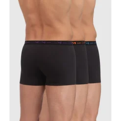 Pack de 3 boxers homme ceinture élastique violet/orange/bleu noir en coton