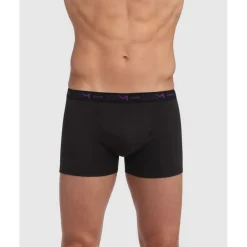 Pack de 3 boxers homme ceinture élastique violet/orange/bleu noir en coton