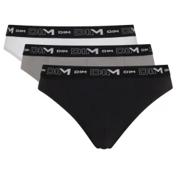 Pack de 3 Slips Coton Stretch - Ceinture Siglée Noir / Gris / Blanc en tissu