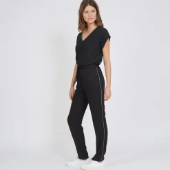 Pantalon à bandes dorées Céline en viscose noir