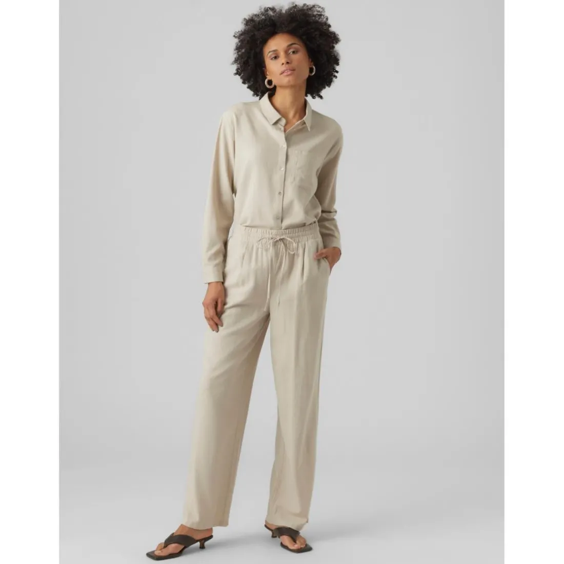 Pantalon à jambe large - Gris en viscose