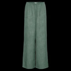 Pantalon à jambe large fermeture par cordon de serrage taille haute vert Dina
