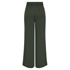 Pantalon à jambe large fermeture par bouton vert foncé Fleur