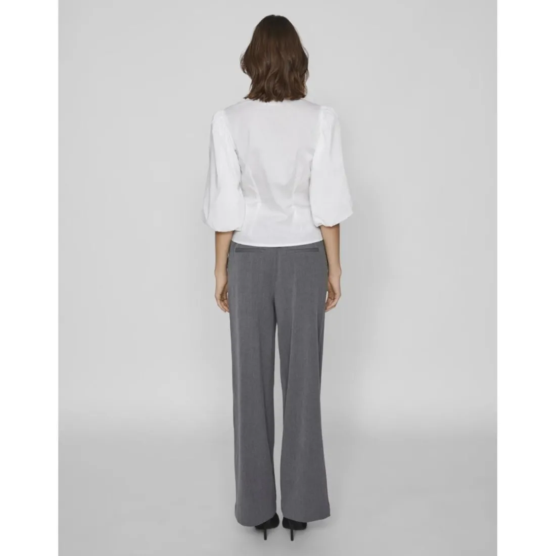 Pantalon à jambe large gris