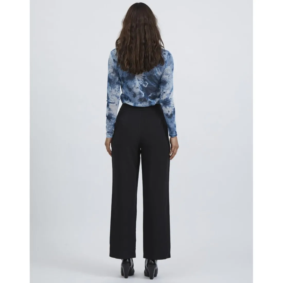 Pantalon à jambe large noir Ava