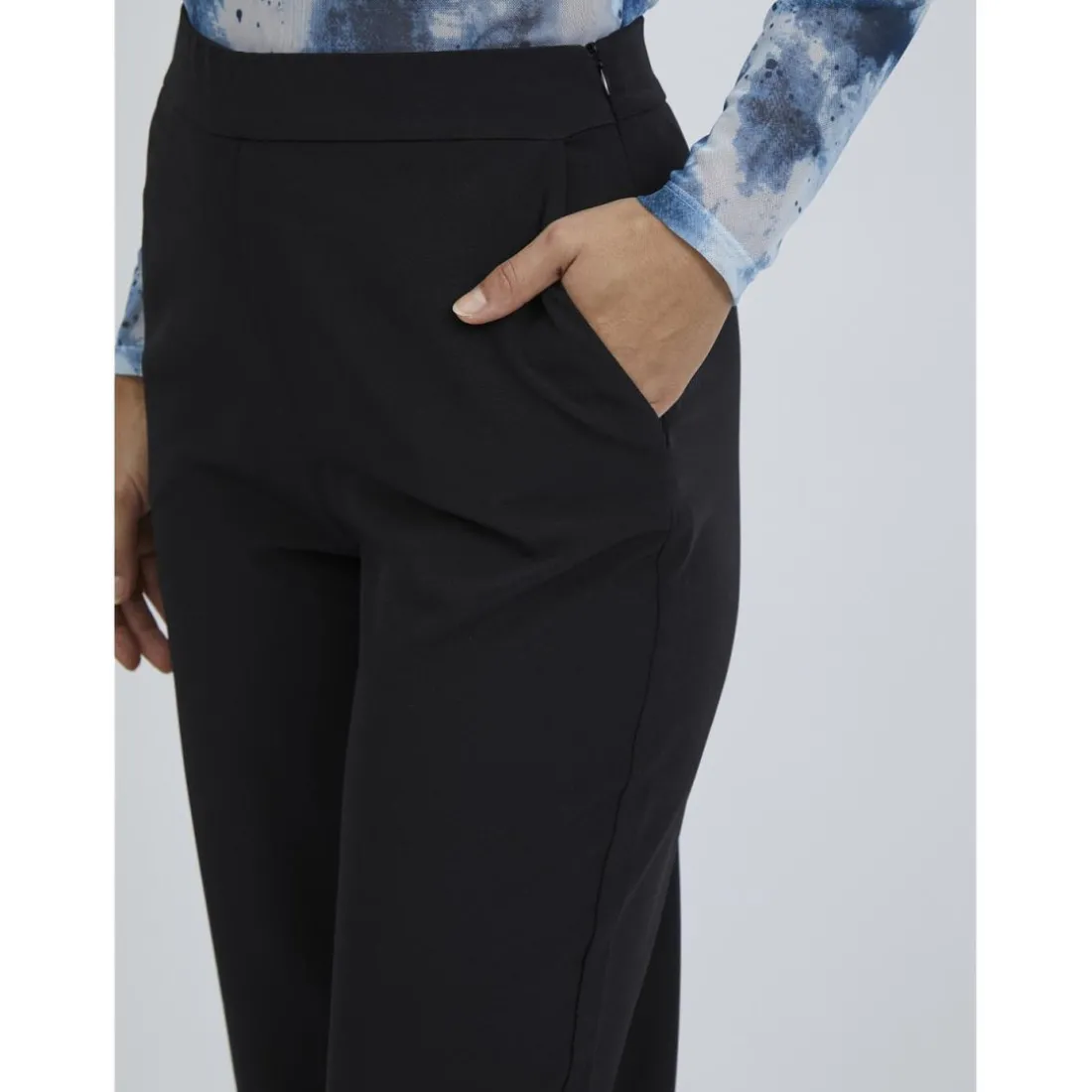 Pantalon à jambe large noir Ava