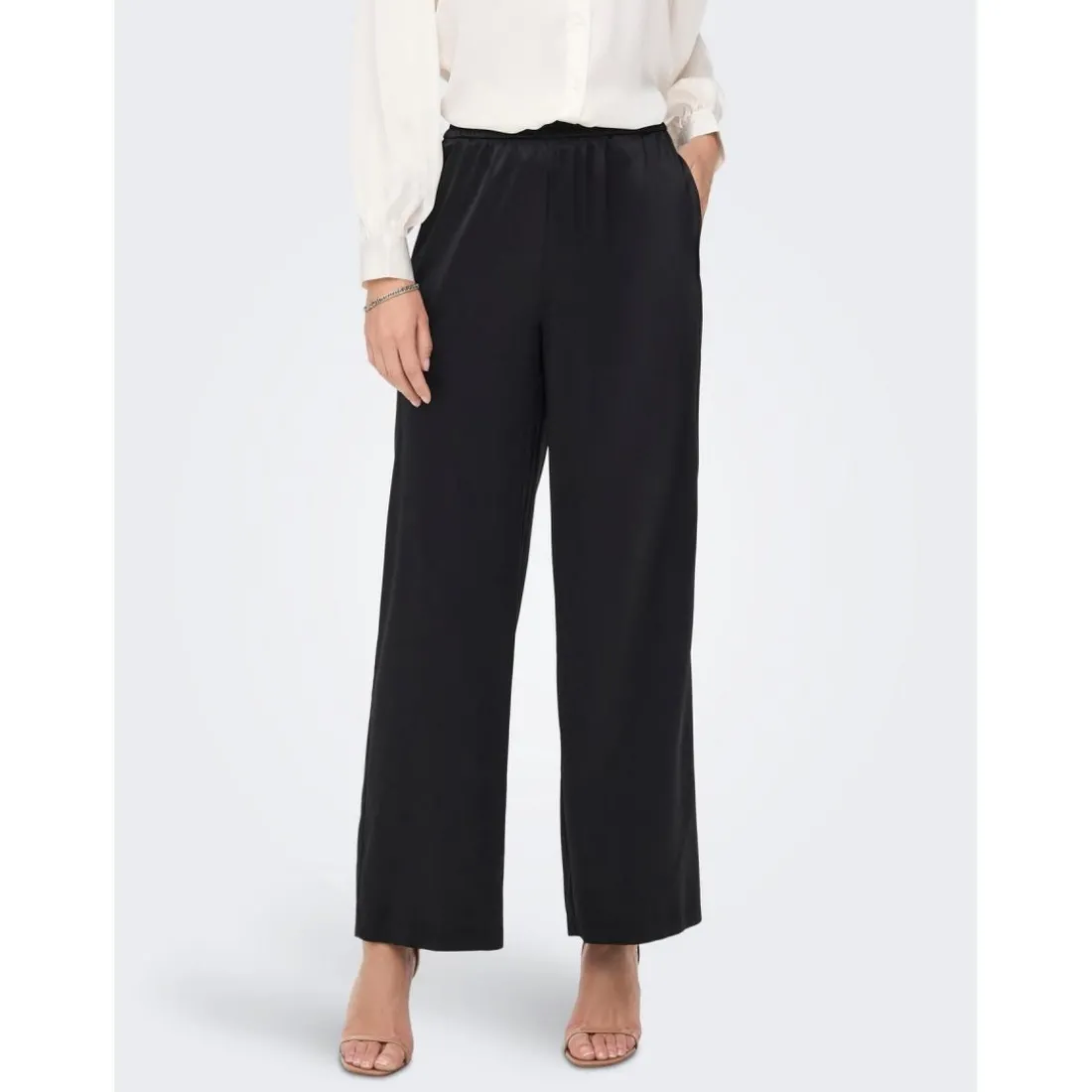 Pantalon à jambe large noir Bella