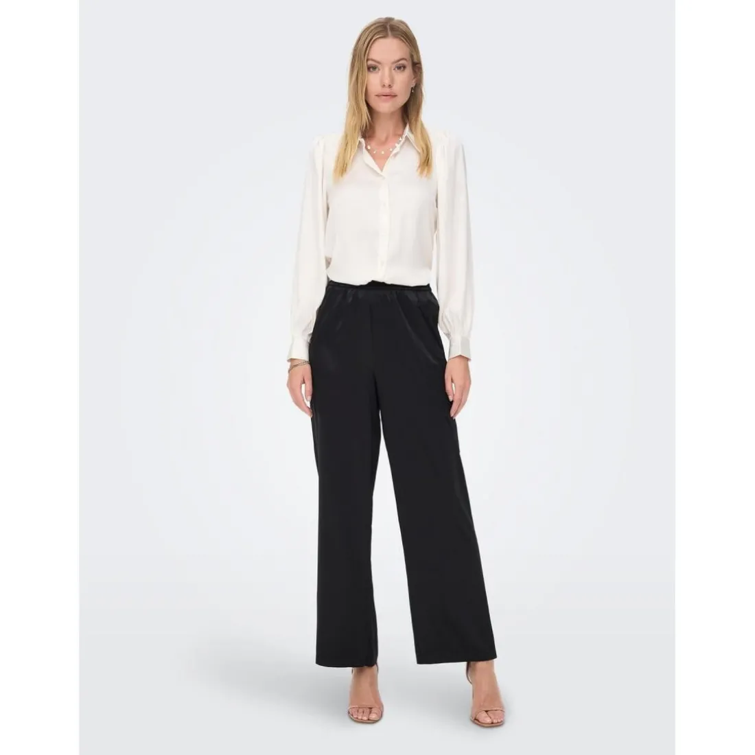 Pantalon à jambe large noir Bella