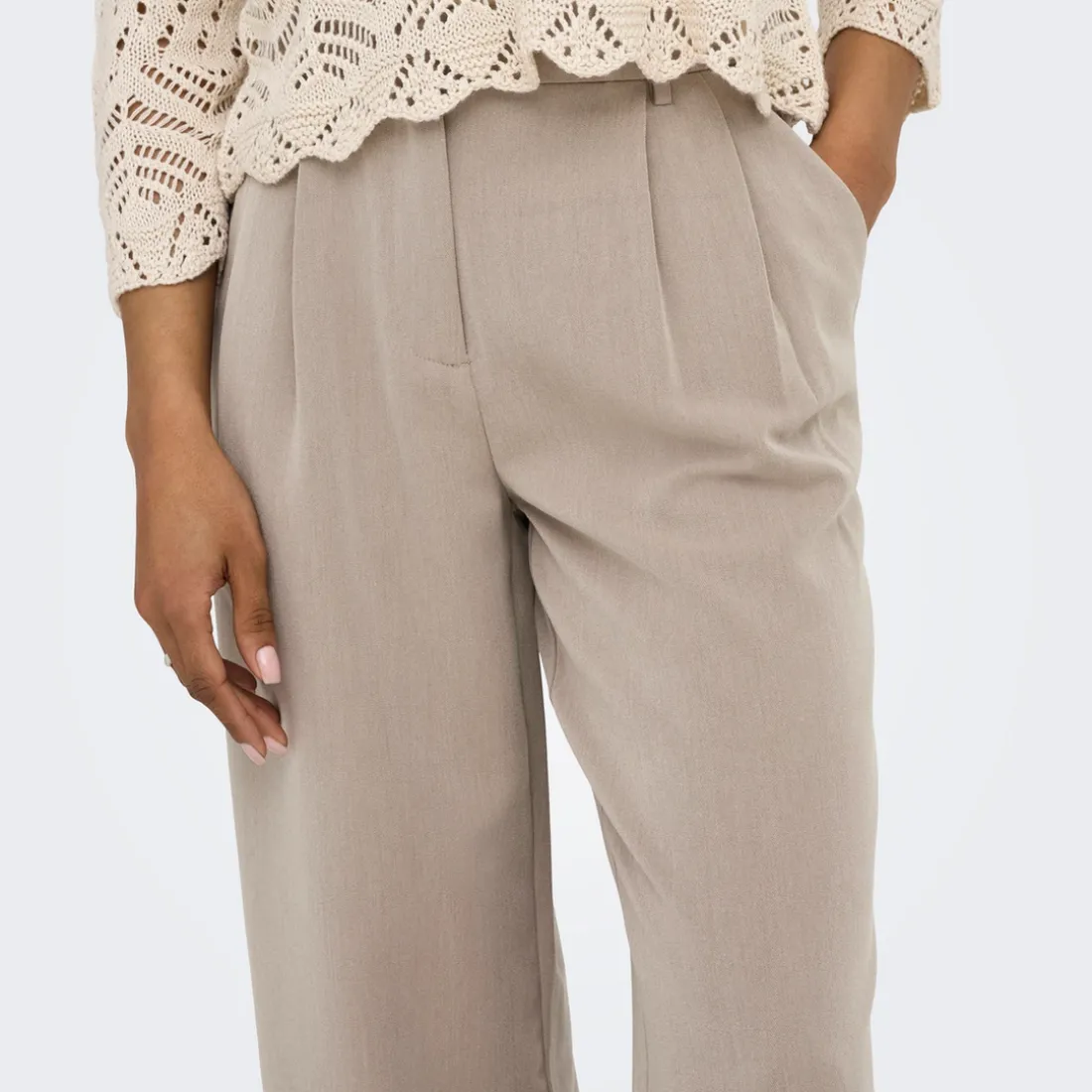 Pantalon à jambe large ONLBERRY - Taupe Gris Léa
