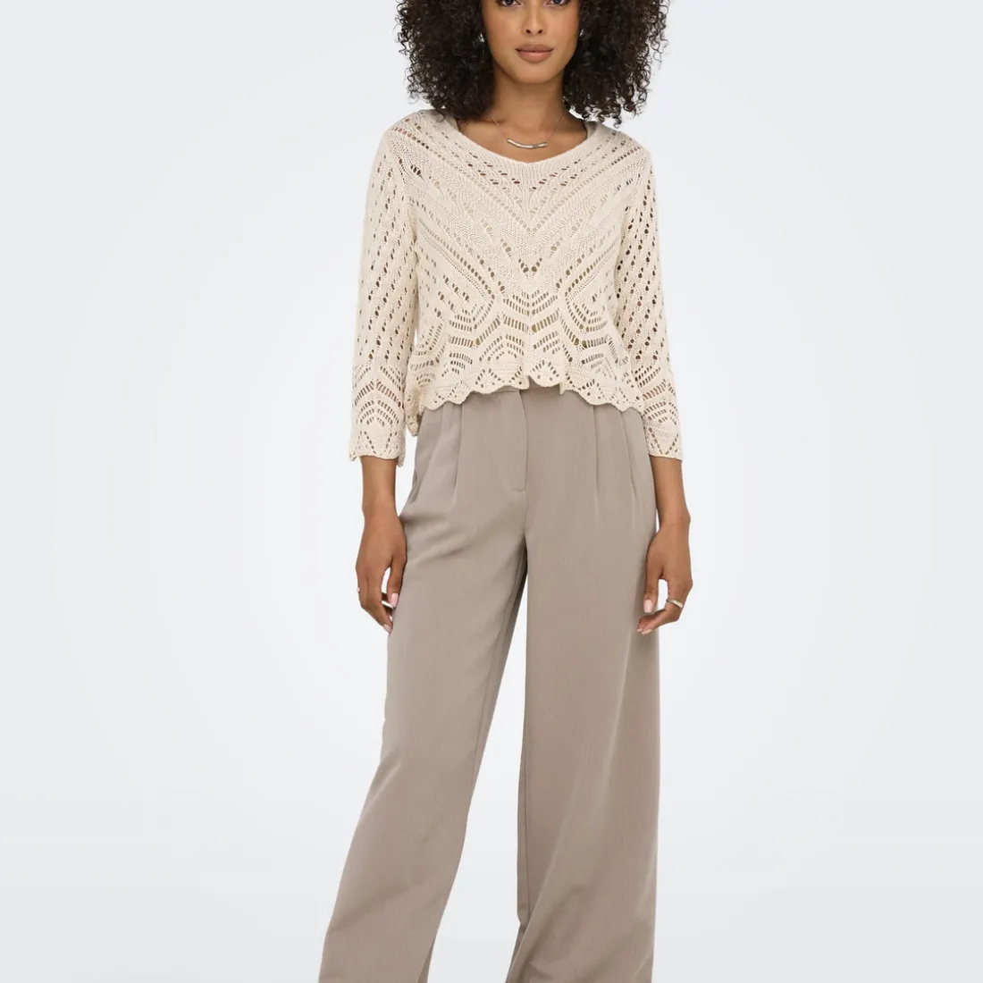 Pantalon à jambe large ONLBERRY - Taupe Gris Léa