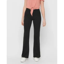 Pantalon à jambe large Taille élastiquée noir Lara