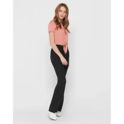 Pantalon à jambe large Taille élastiquée noir Lara