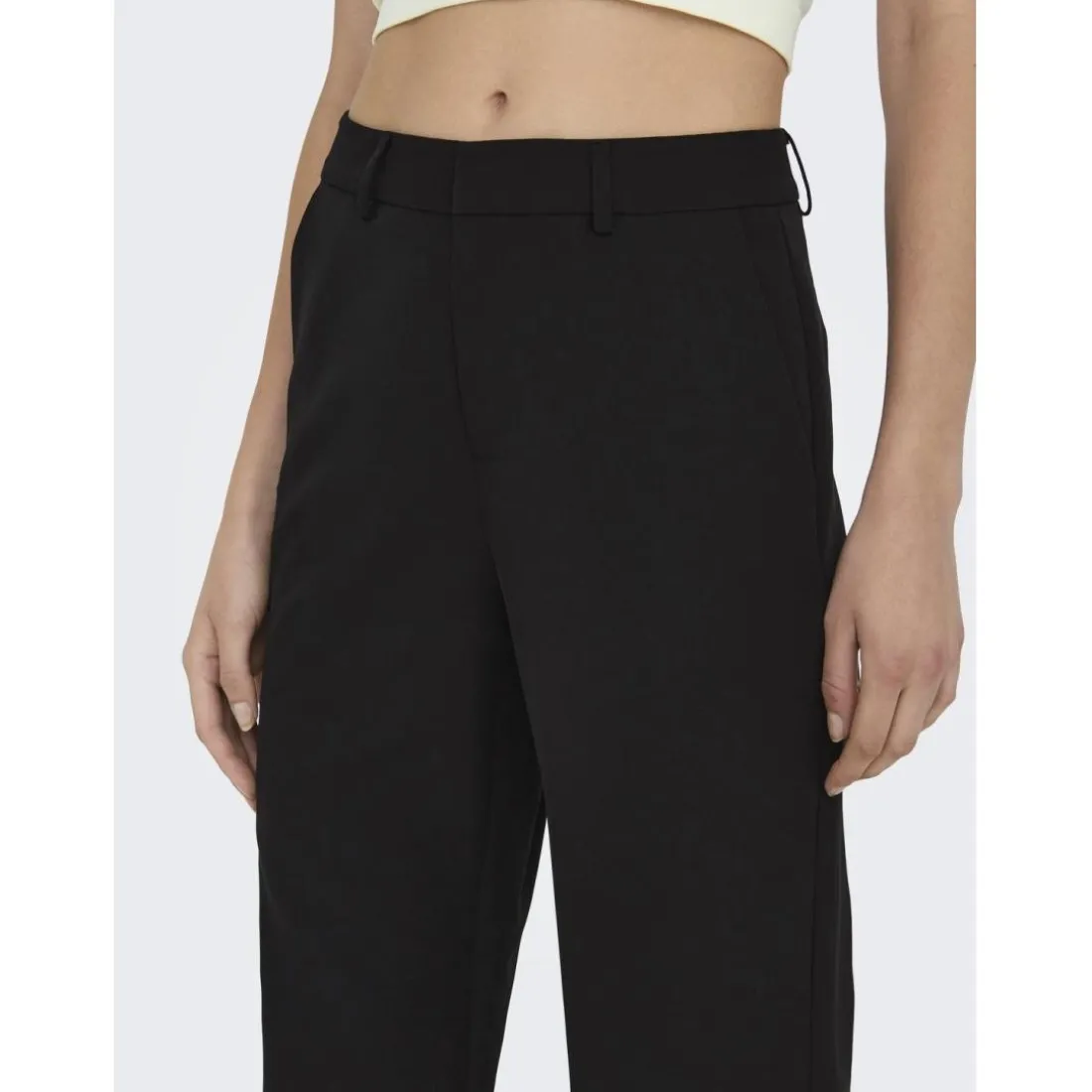 Pantalon à jambe large taille haute noir Alice