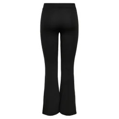 Pantalon à jambe large taille moyenne noir Lou