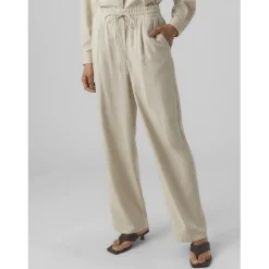 Pantalon à jambe large taille moyenne gris en viscose Pey