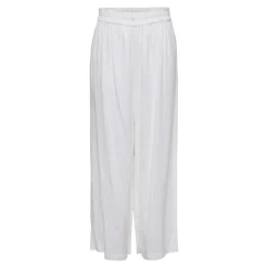 Pantalon à jambe large Taille élastiquée blanc en lin