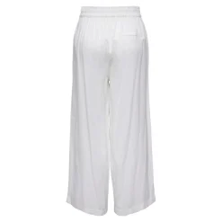 Pantalon à jambe large Taille élastiquée blanc en lin