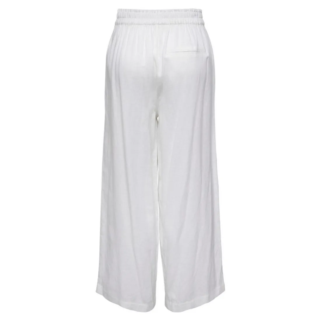 Pantalon à jambe large Taille élastiquée blanc en lin