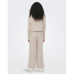 Pantalon à jambe large Taille élastiquée beige