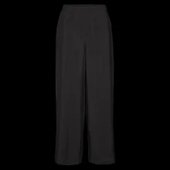 Pantalon à jambe large taille haute noir en viscose Elle