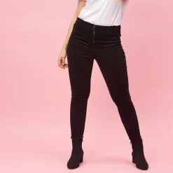 Pantalon 5 poches femme - Noir en coton