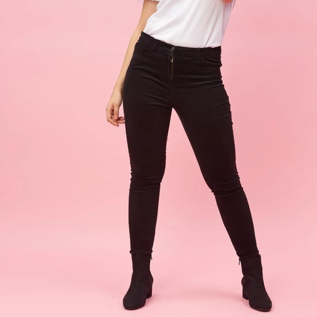Pantalon 5 poches femme - Noir en coton