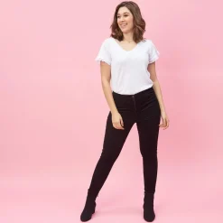 Pantalon 5 poches femme - Noir en coton