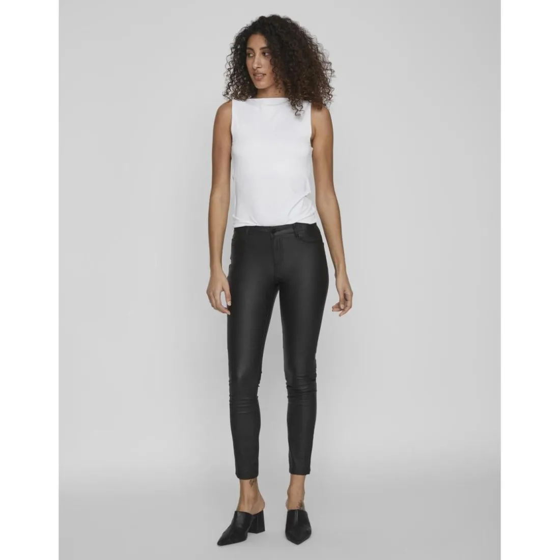 Pantalon 5 poches skinny fit noir en viscose