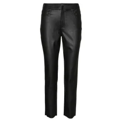 Pantalon 5 poches Straight Fit Taille haute Longueur cheville noir Clara