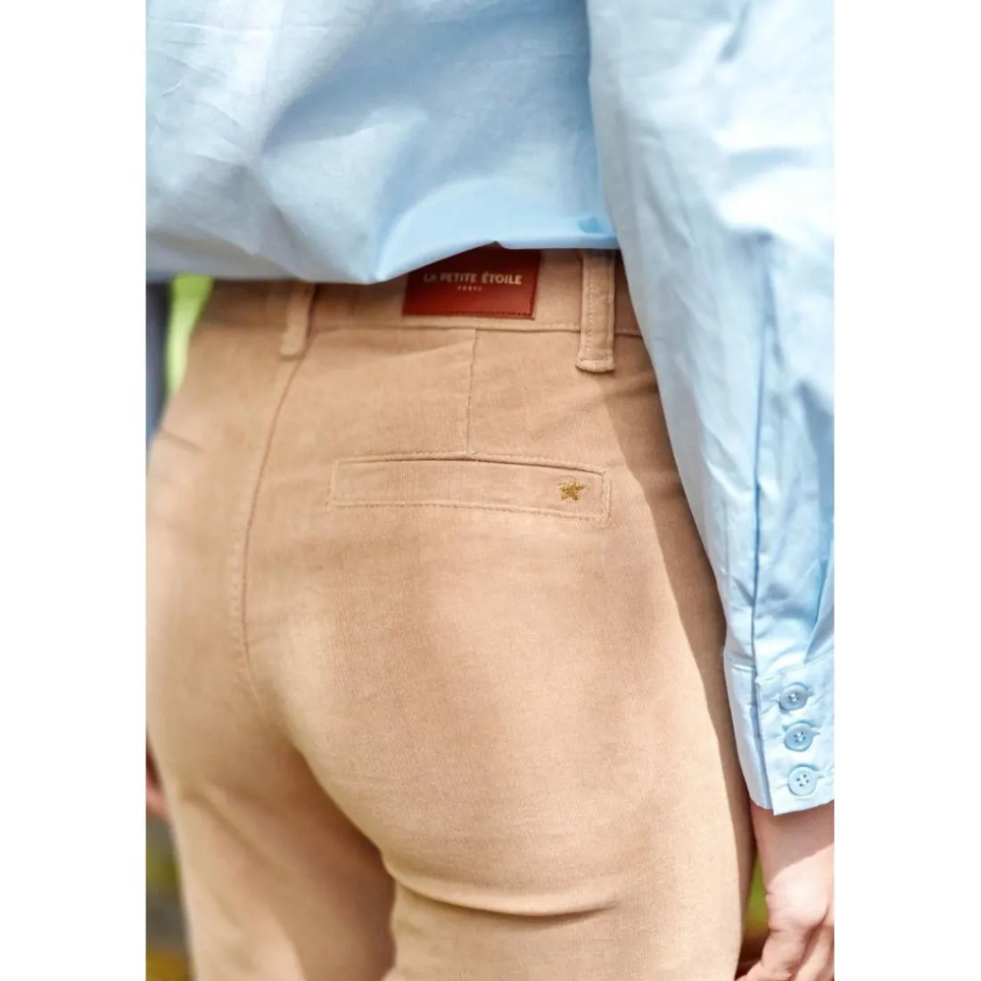 Pantalon beige SONNY VELOURS en coton