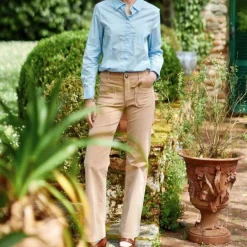 Pantalon beige SONNY VELOURS en coton