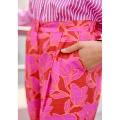Pantalon bicolore PERLA rose en viscose