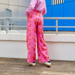 Pantalon bicolore PERLA rose en viscose