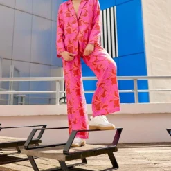 Pantalon bicolore PERLA rose en viscose