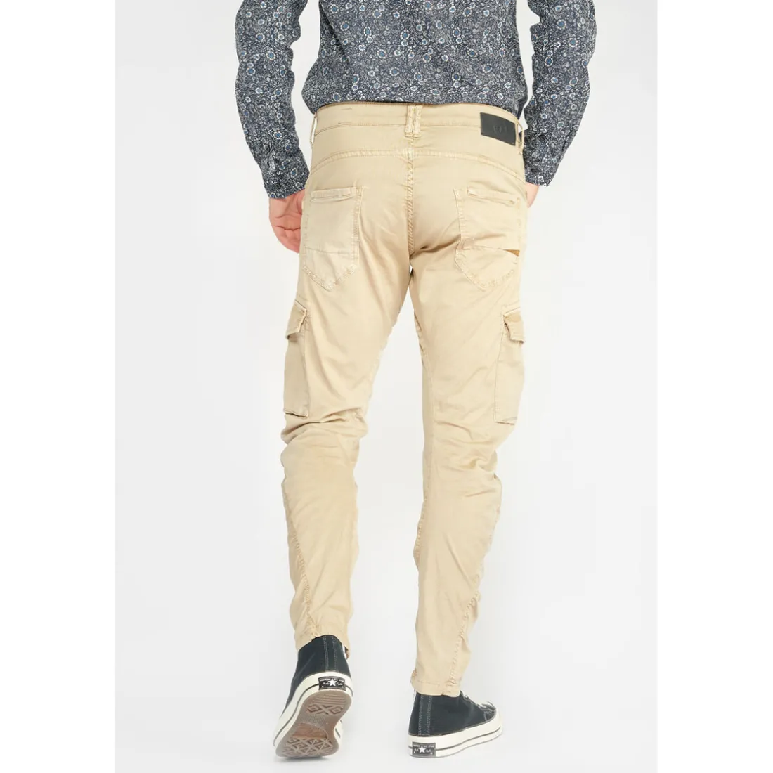 Pantalon Cargo Alban beige blanc en coton