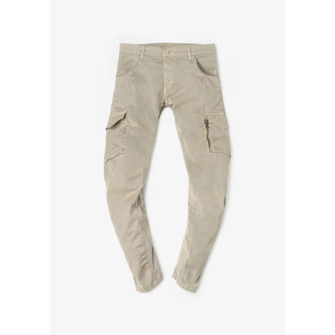Pantalon Cargo Alban beige blanc en coton