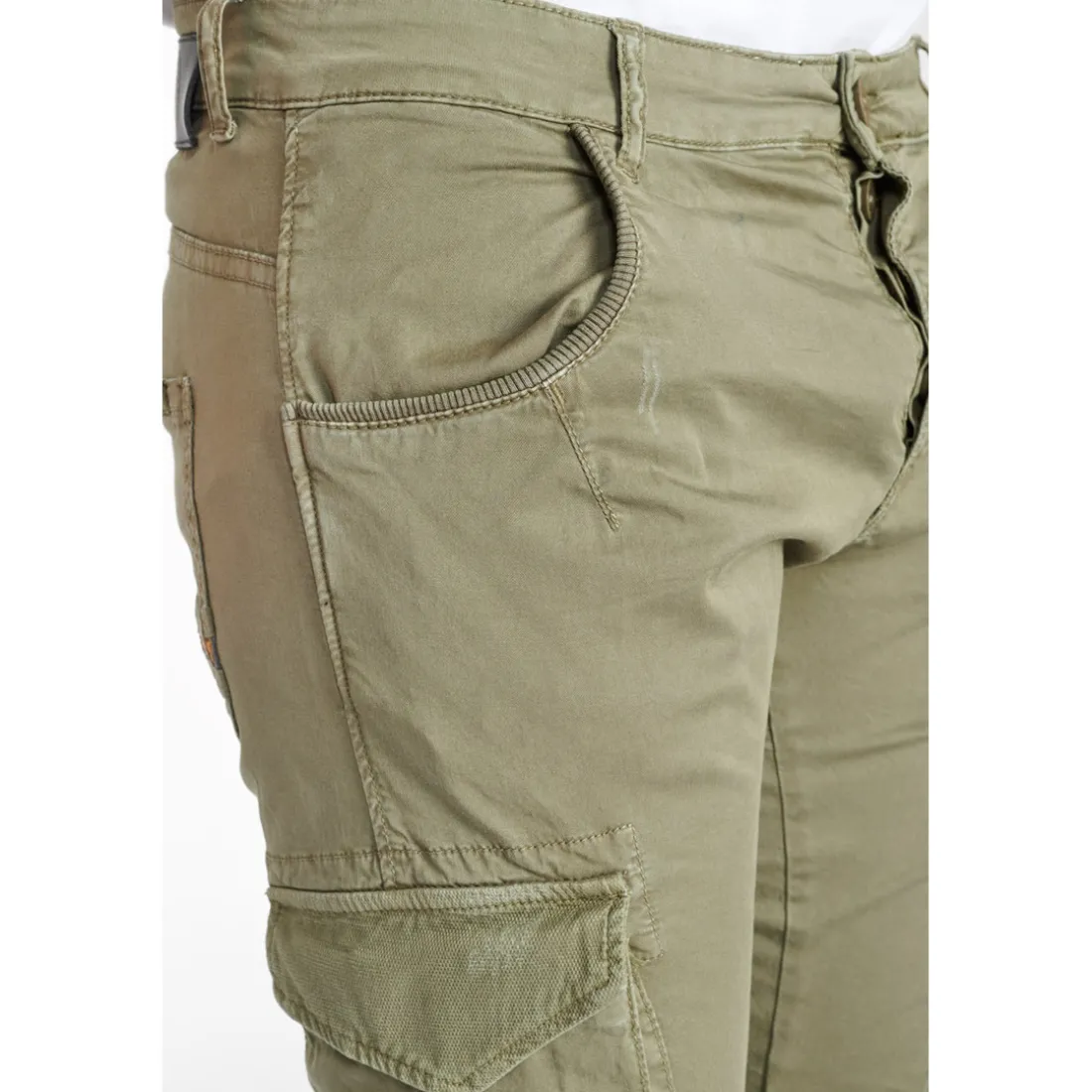 Pantalon cargo Alban kaki vert en coton