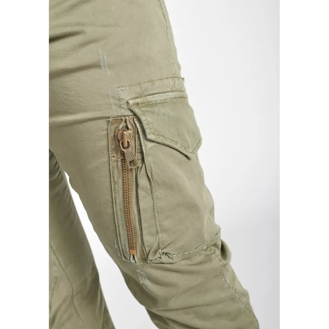 Pantalon cargo Alban kaki vert en coton