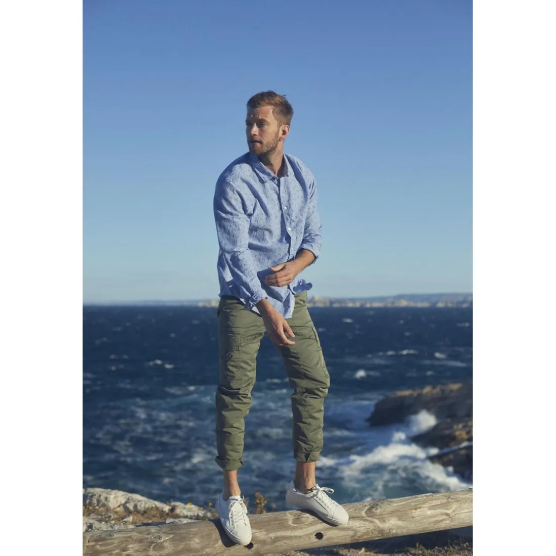 Pantalon cargo Alban kaki vert en coton