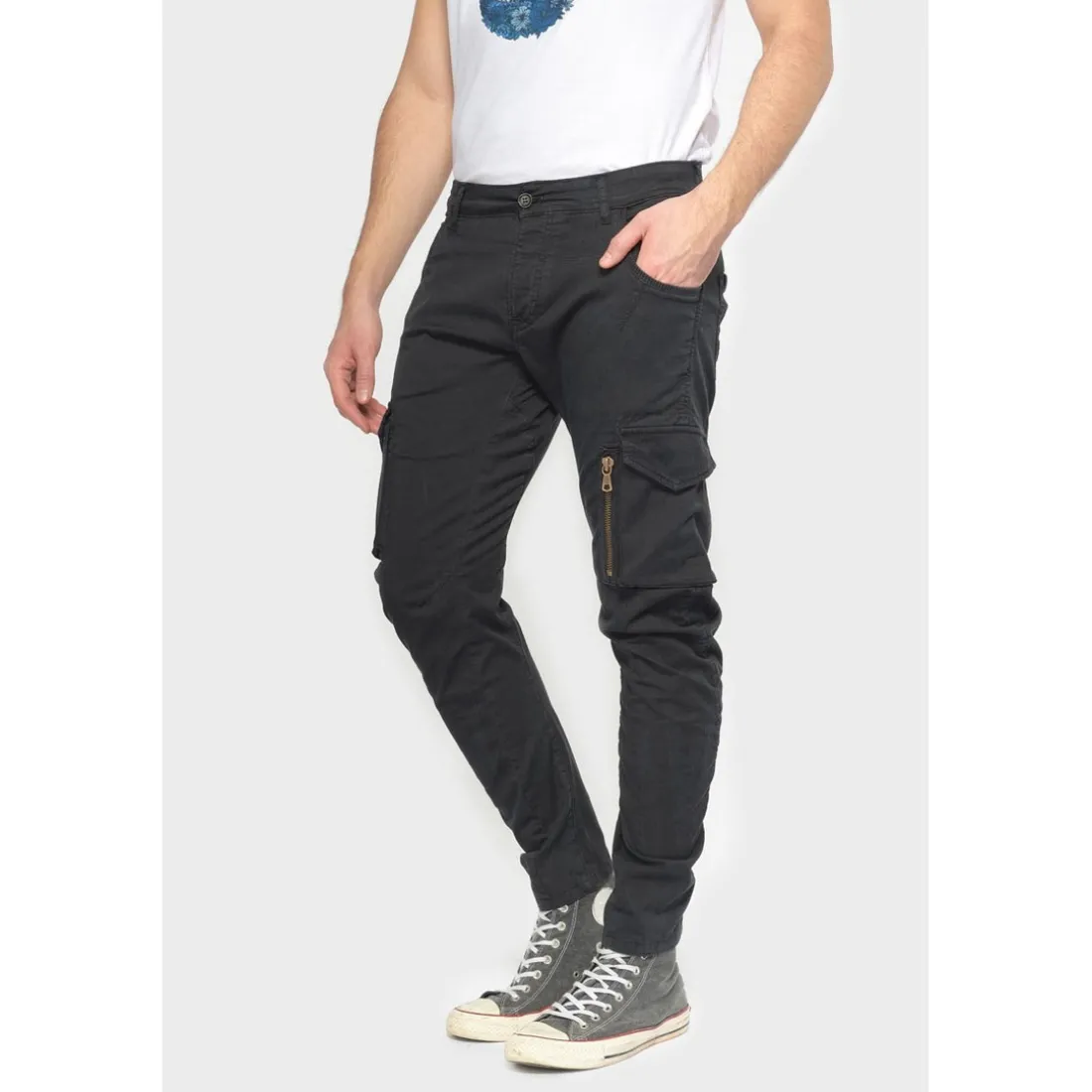 Pantalon cargo Alban noir en coton