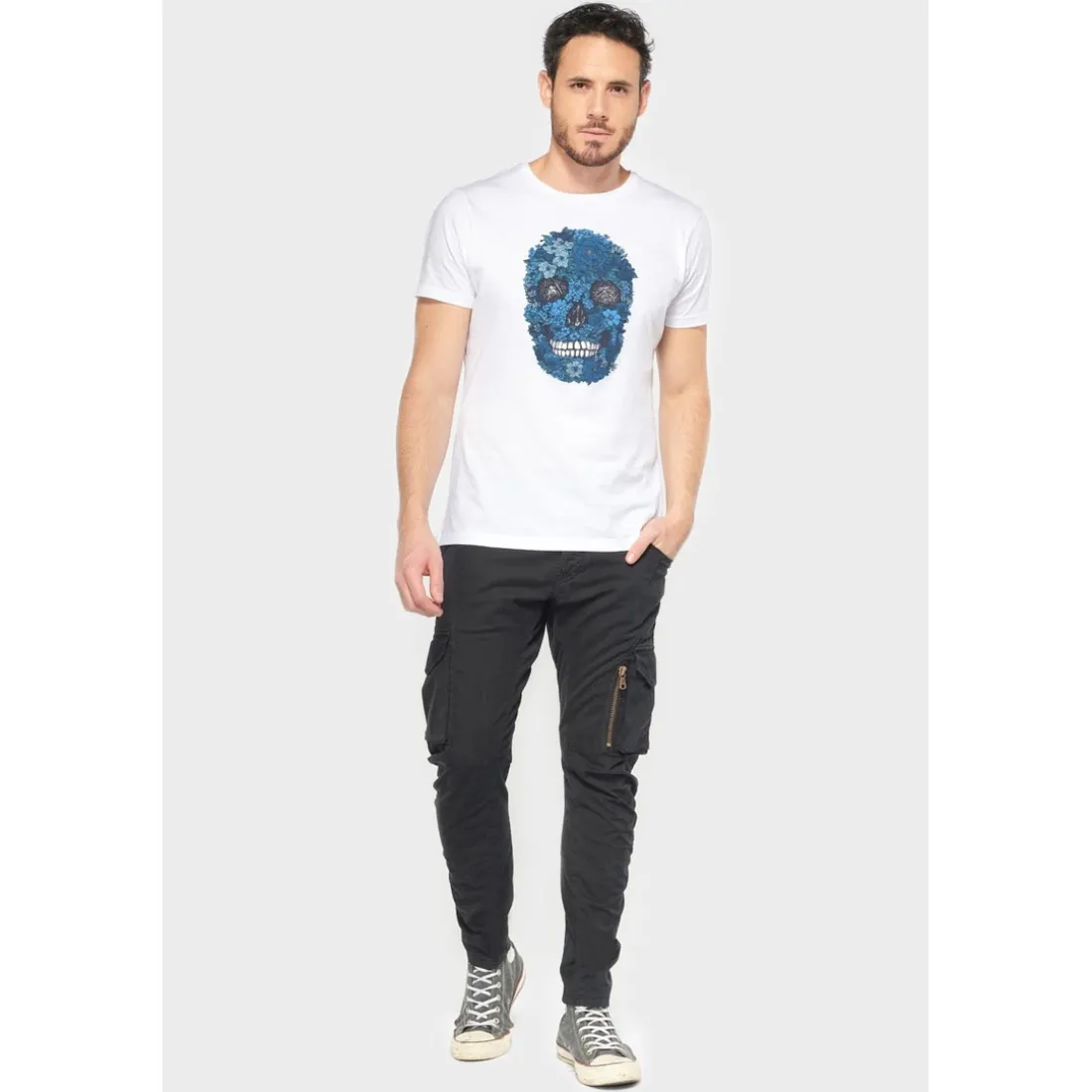Pantalon cargo Alban noir en coton
