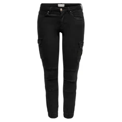 Pantalon cargo Délavage Détails cargo noir en coton