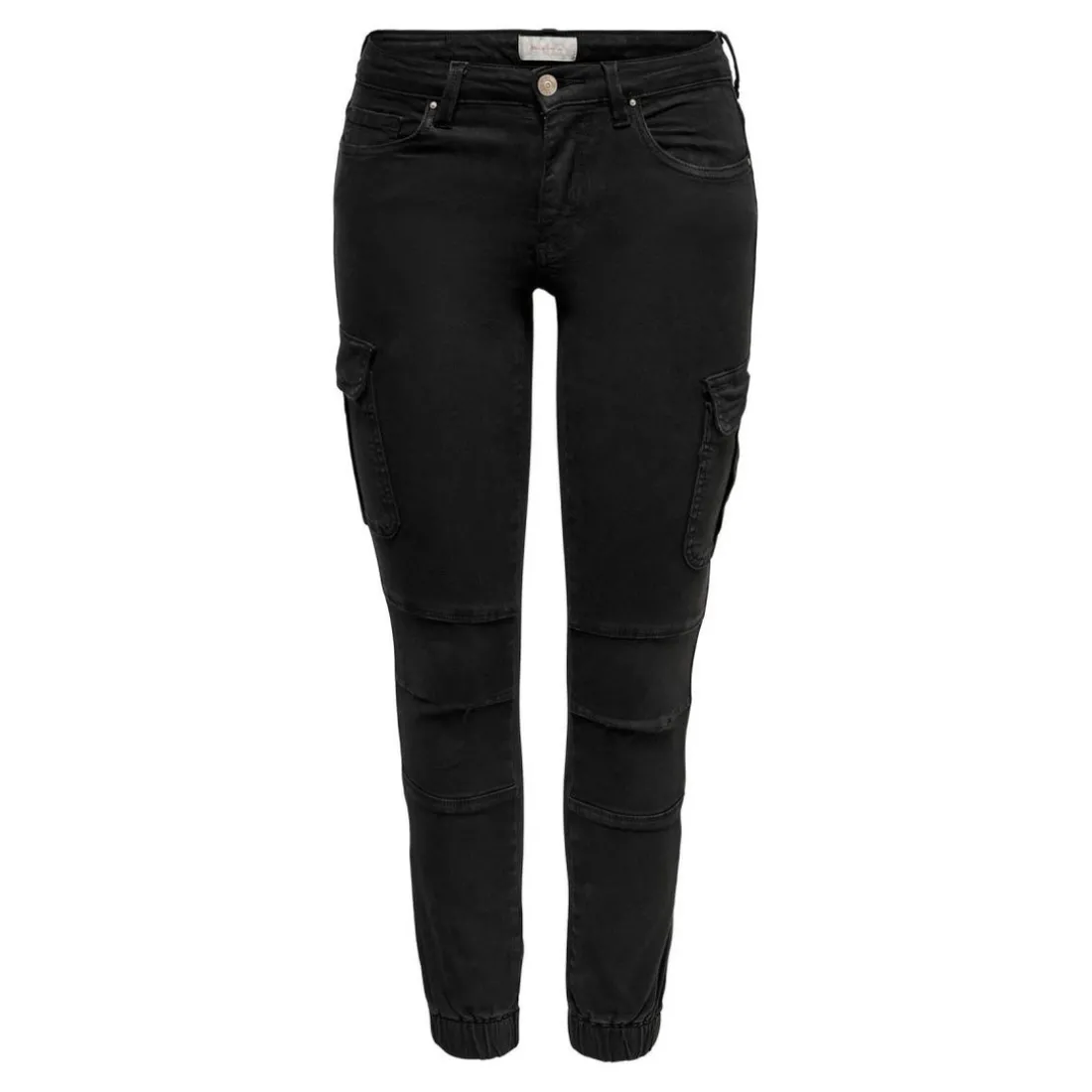 Pantalon cargo Délavage Détails cargo noir en coton