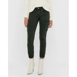 Pantalon cargo Détails cargo vert en coton Lina