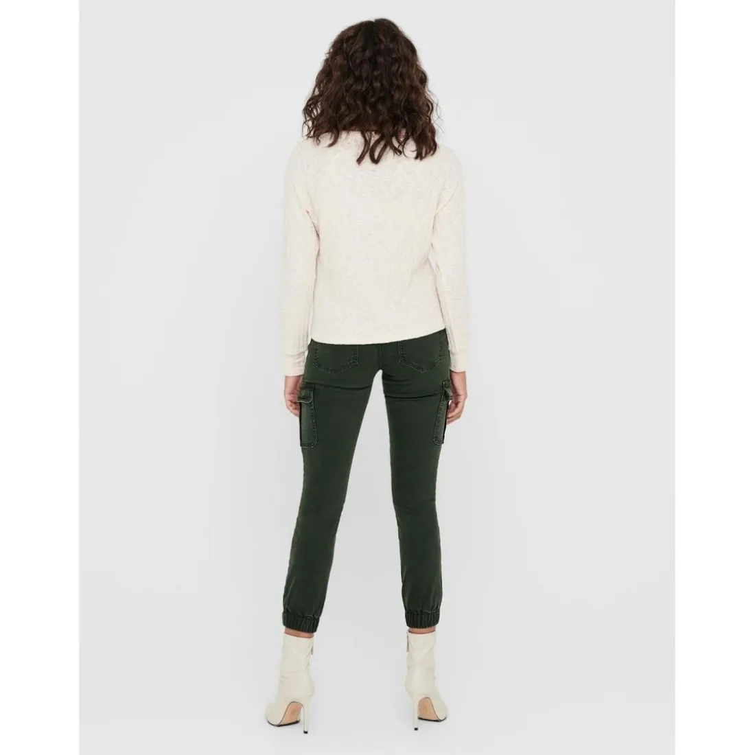 Pantalon cargo Détails cargo vert en coton Lina