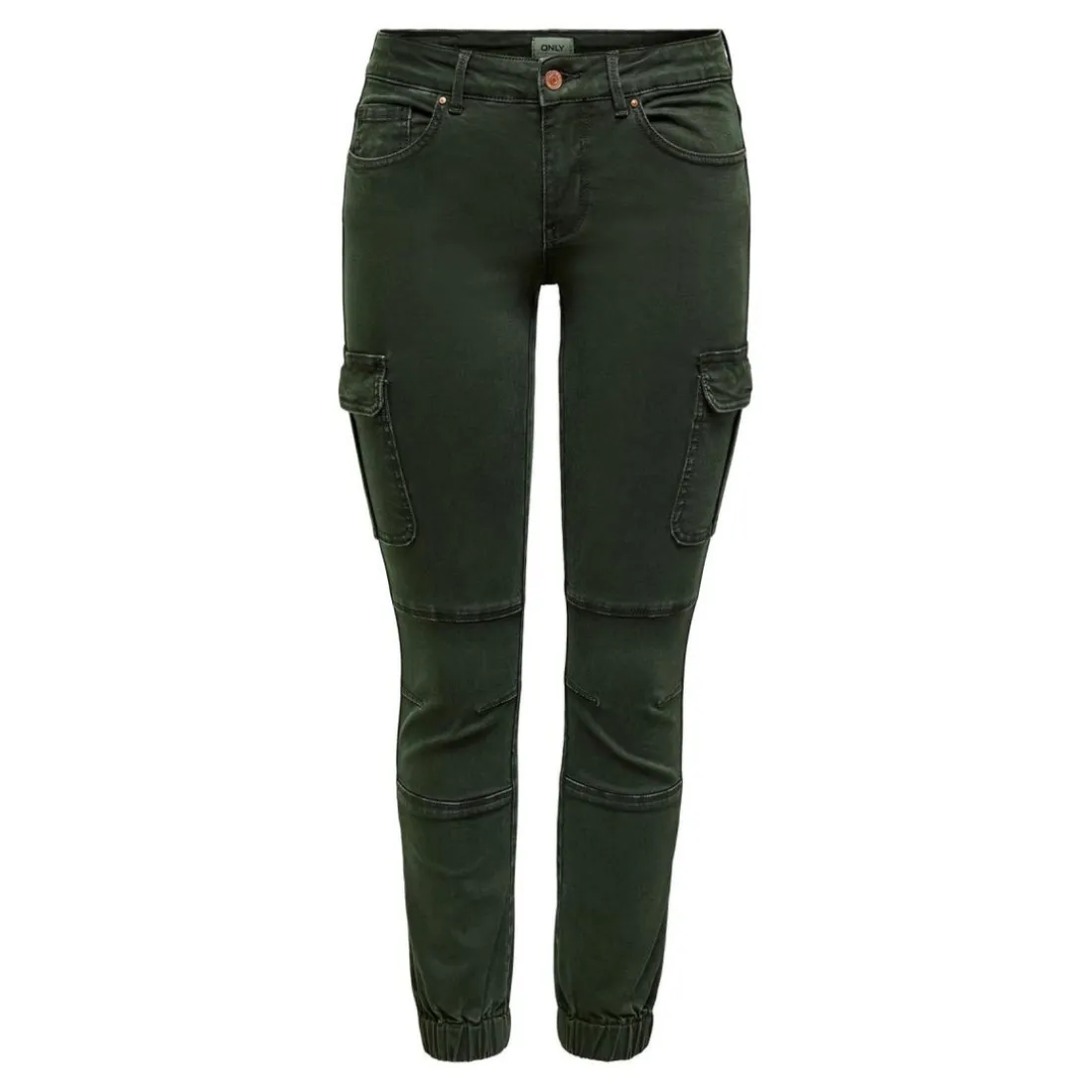 Pantalon cargo Détails cargo vert en coton Lina
