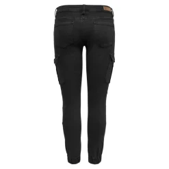 Pantalon cargo fermeture par bouton. fermeture éclair taille moyenne noir en coton Lou